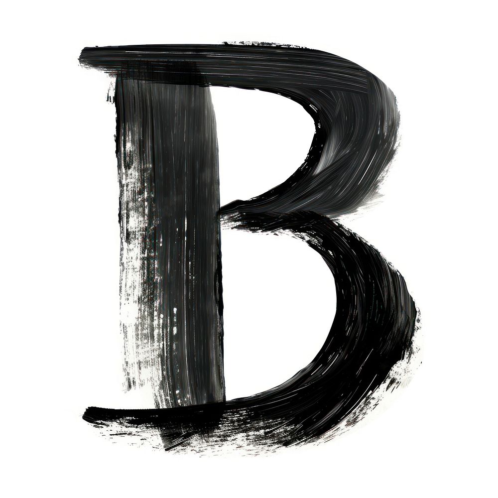 Alphabet B marker brush text white background monochrome.