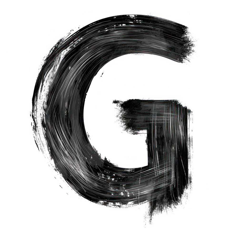 Alphabet G marker brush line white background monochrome.