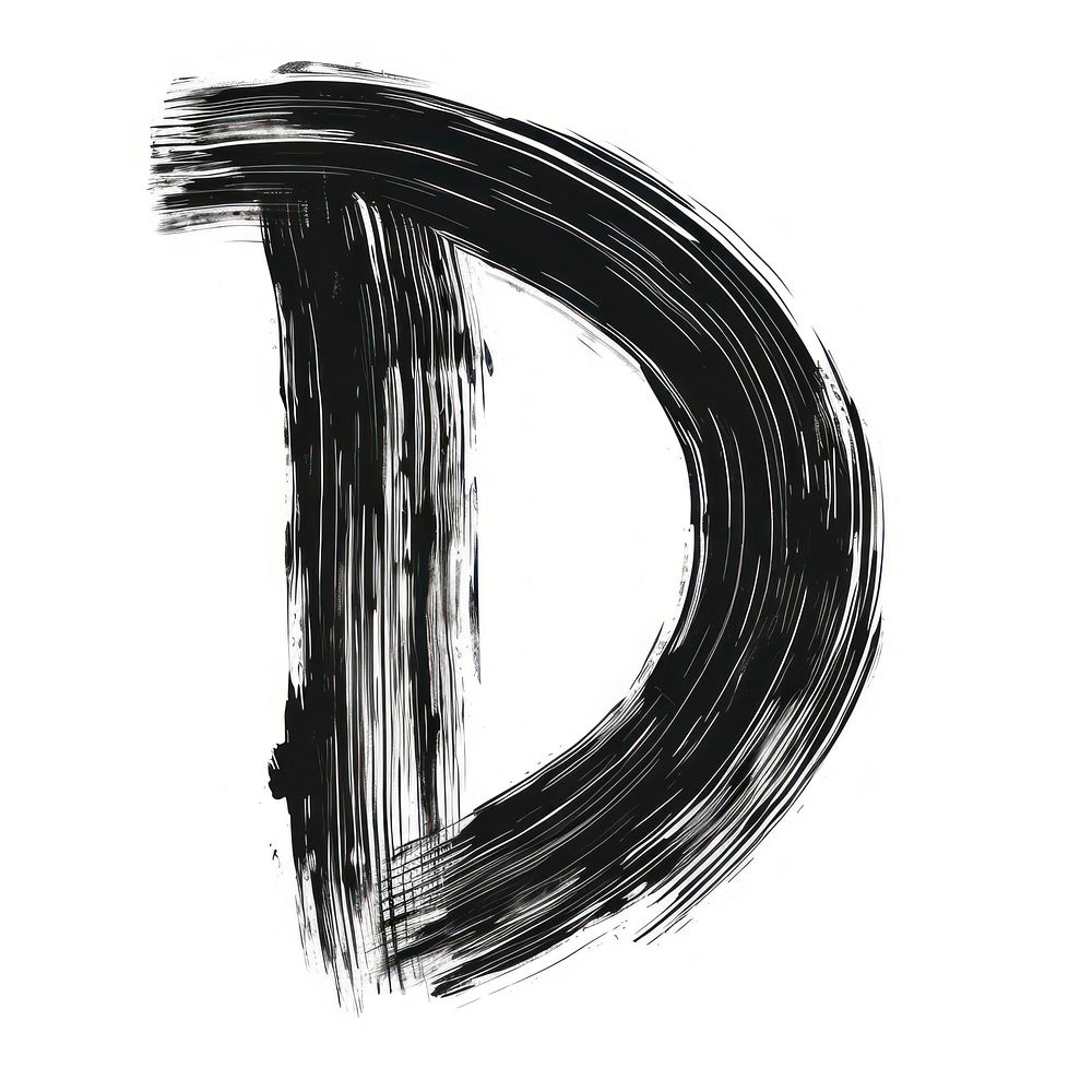 Alphabet D marker brush drawing sketch line.