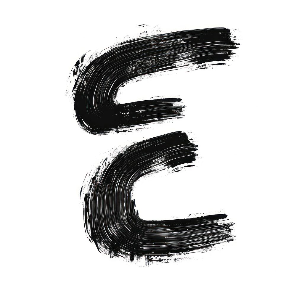 Alphabet E marker brush line text white background.