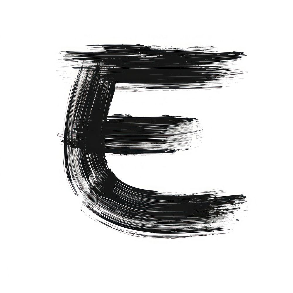 Alphabet E marker brush drawing sketch line.