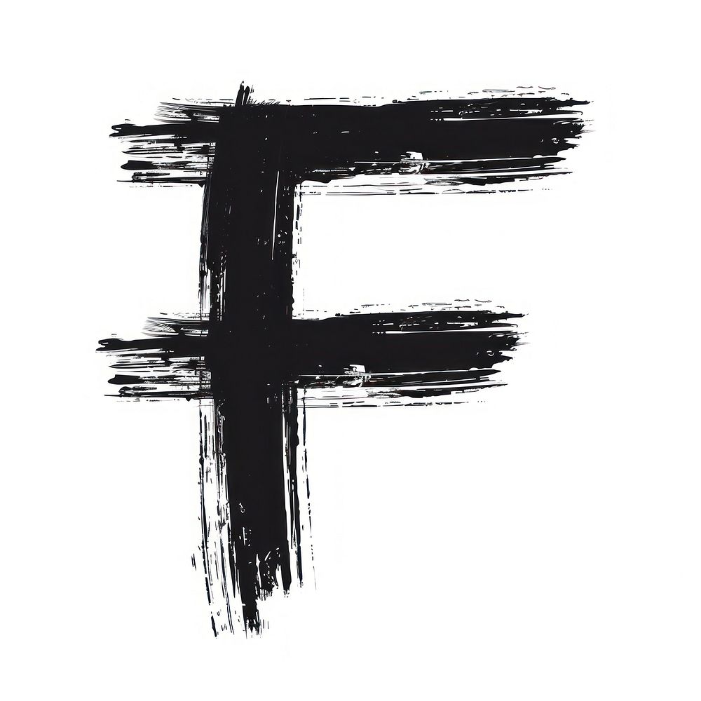 Alphabet F marker brush symbol white line.