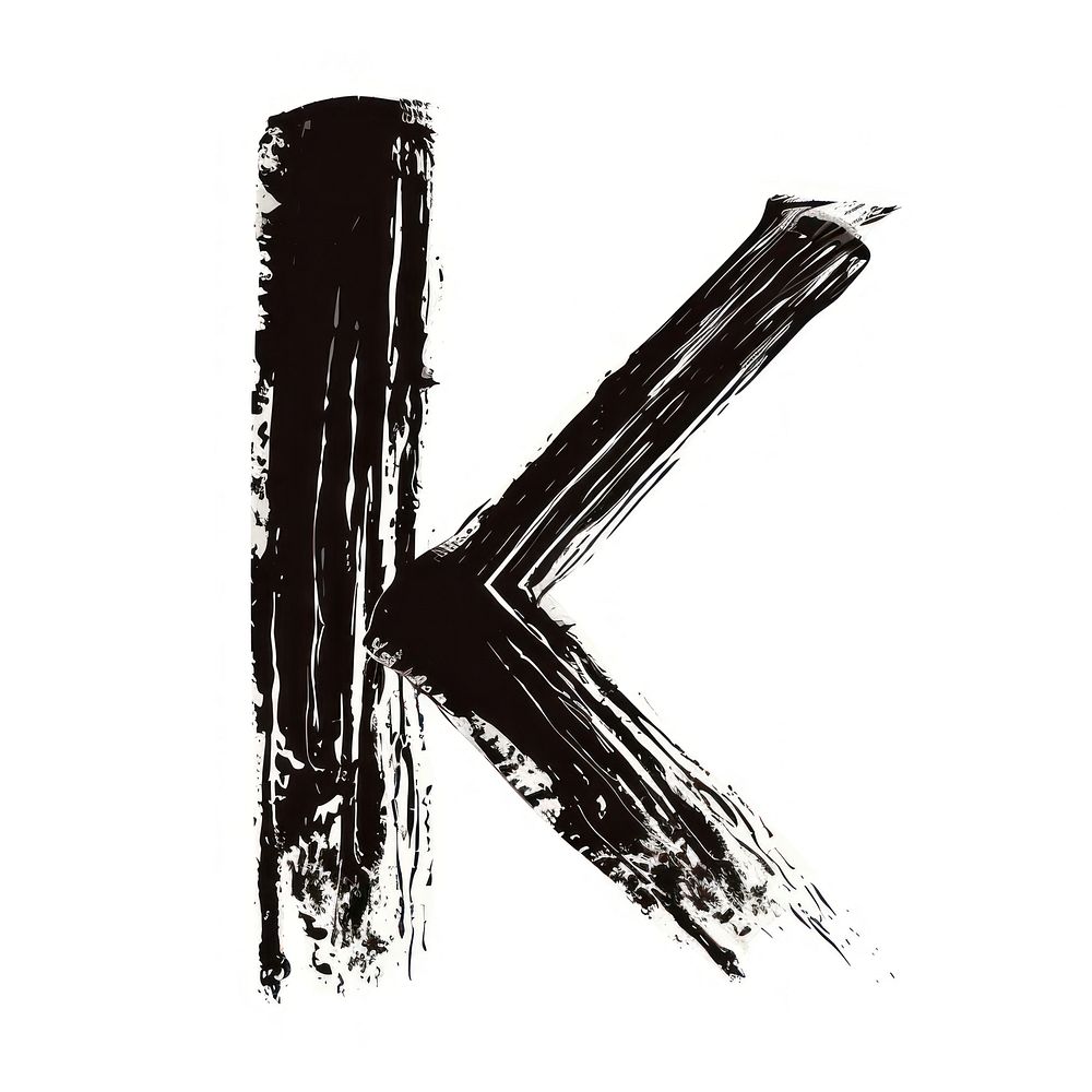 Alphabet K marker brush symbol line text.