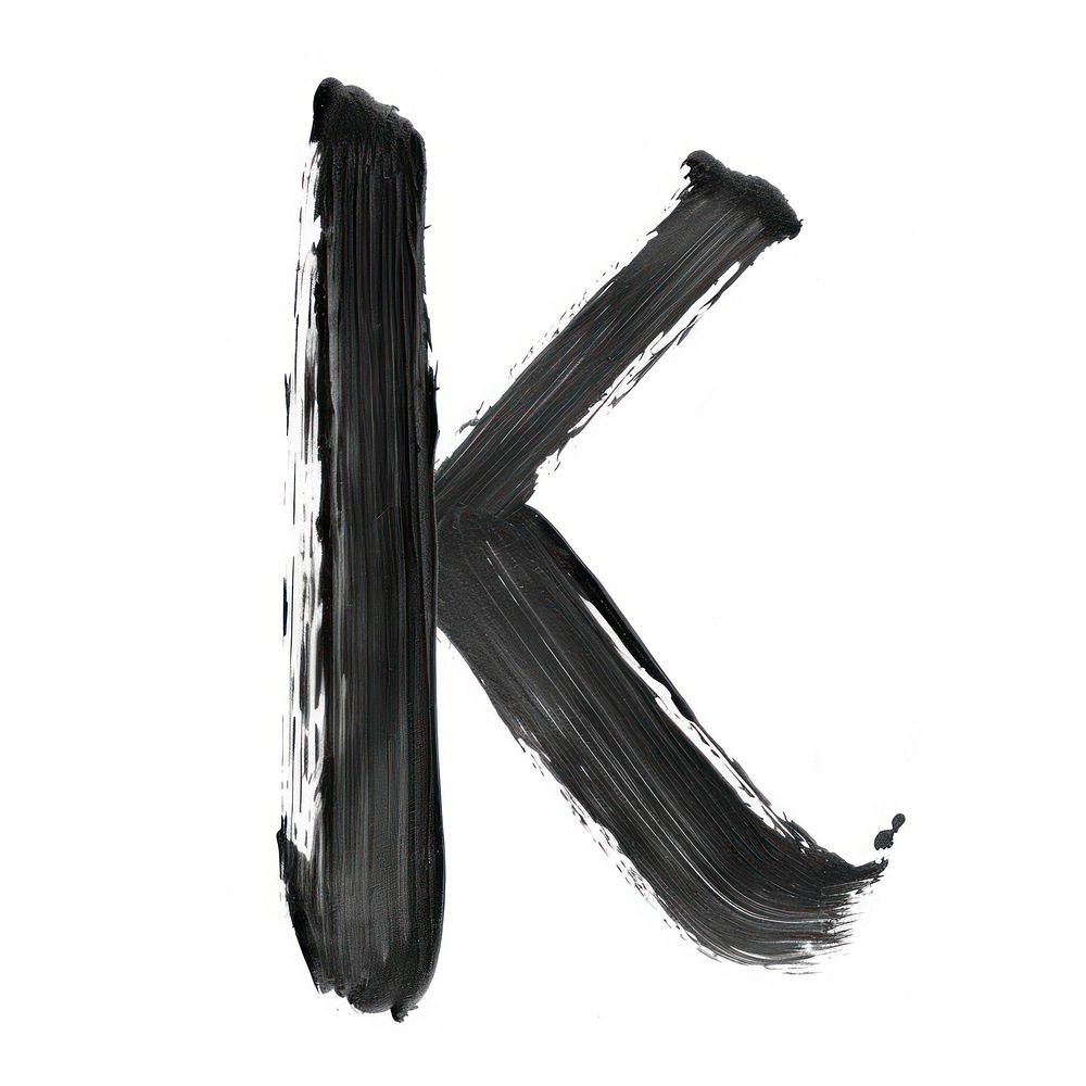 Alphabet k marker brush line text white background.