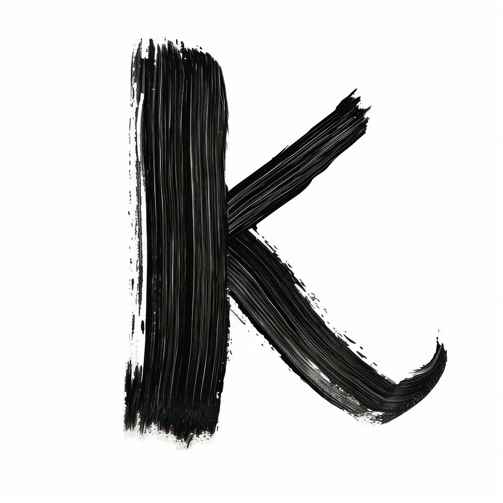 Alphabet k marker brush line white background silhouette.
