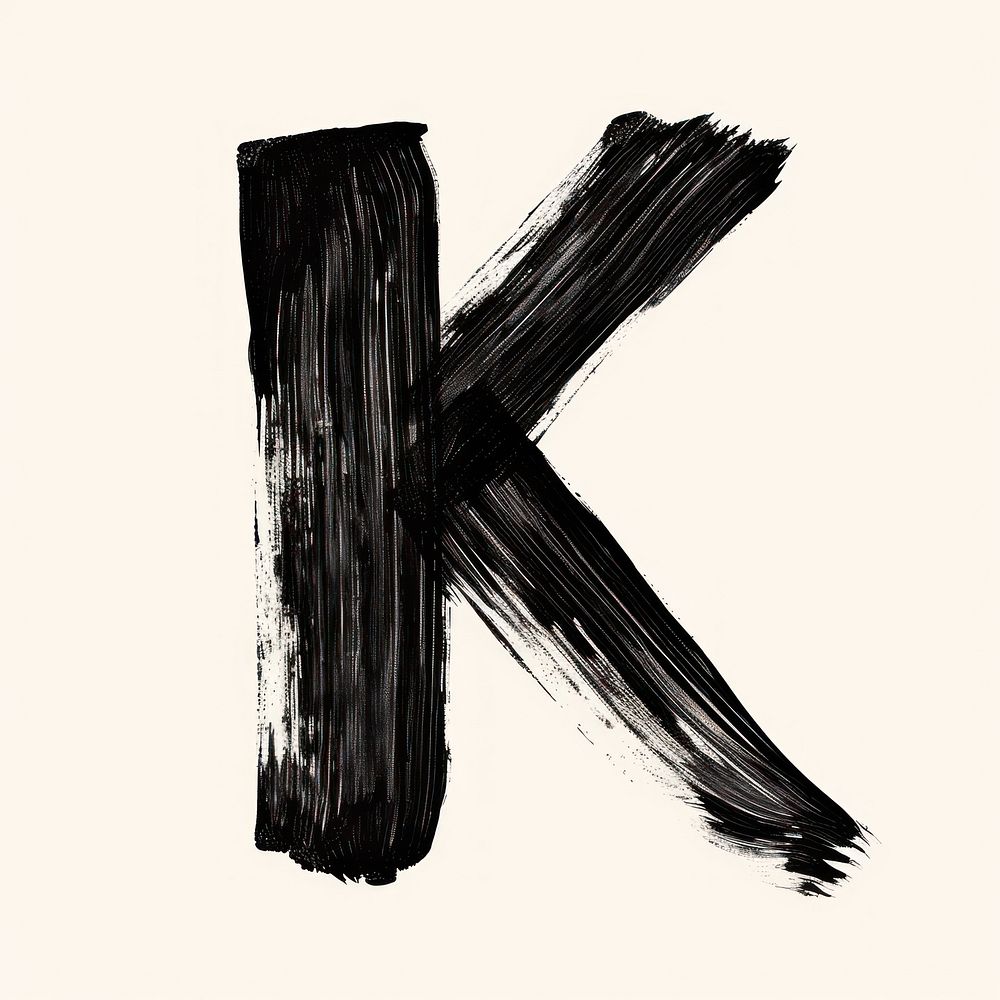 Alphabet K marker brush symbol text line.