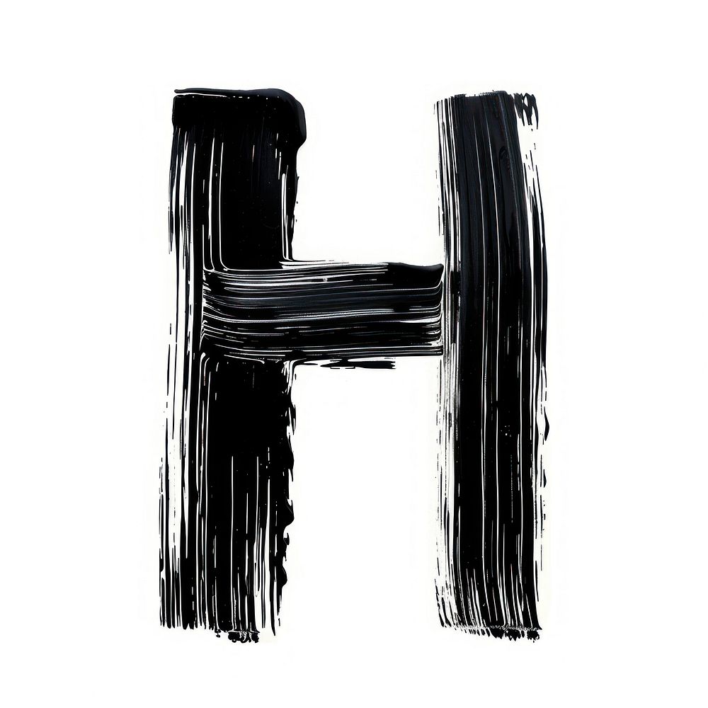 Alphabet H marker brush line text white background.