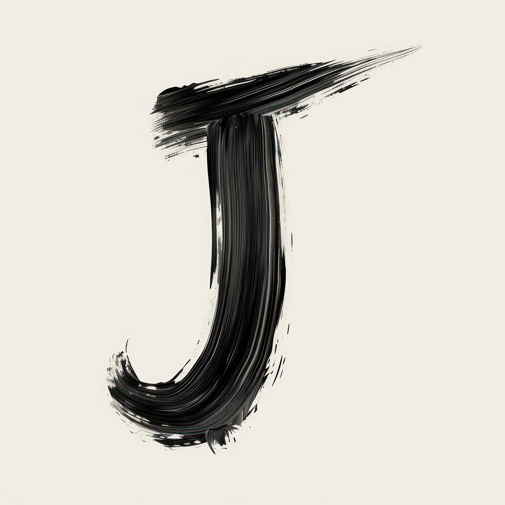 Alphabet J marker brush drawing sketch text.
