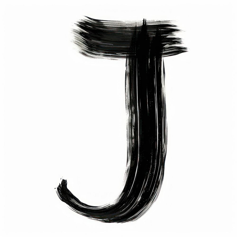 Alphabet J marker brush text line white background.