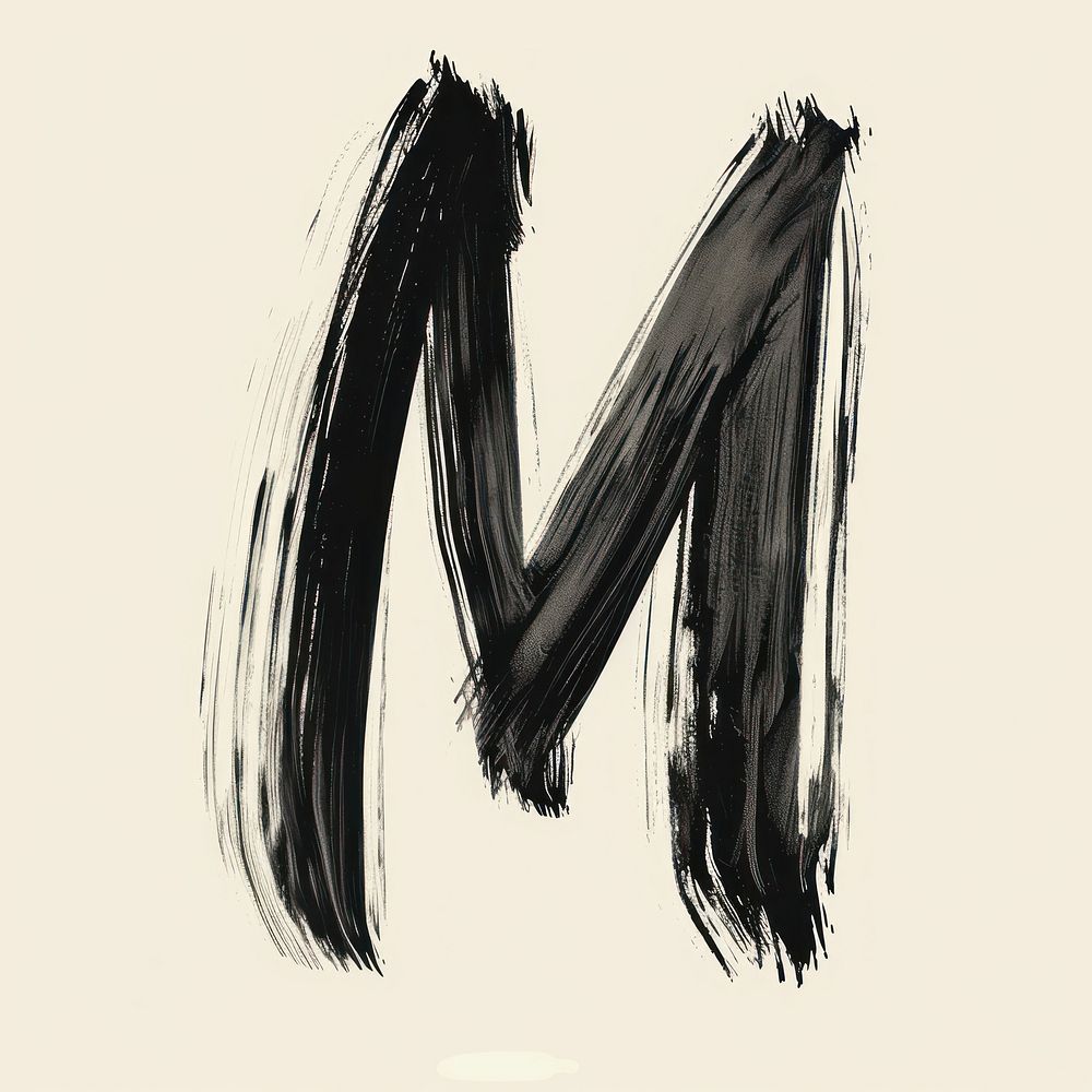 Alphabet M marker brush line text creativity.