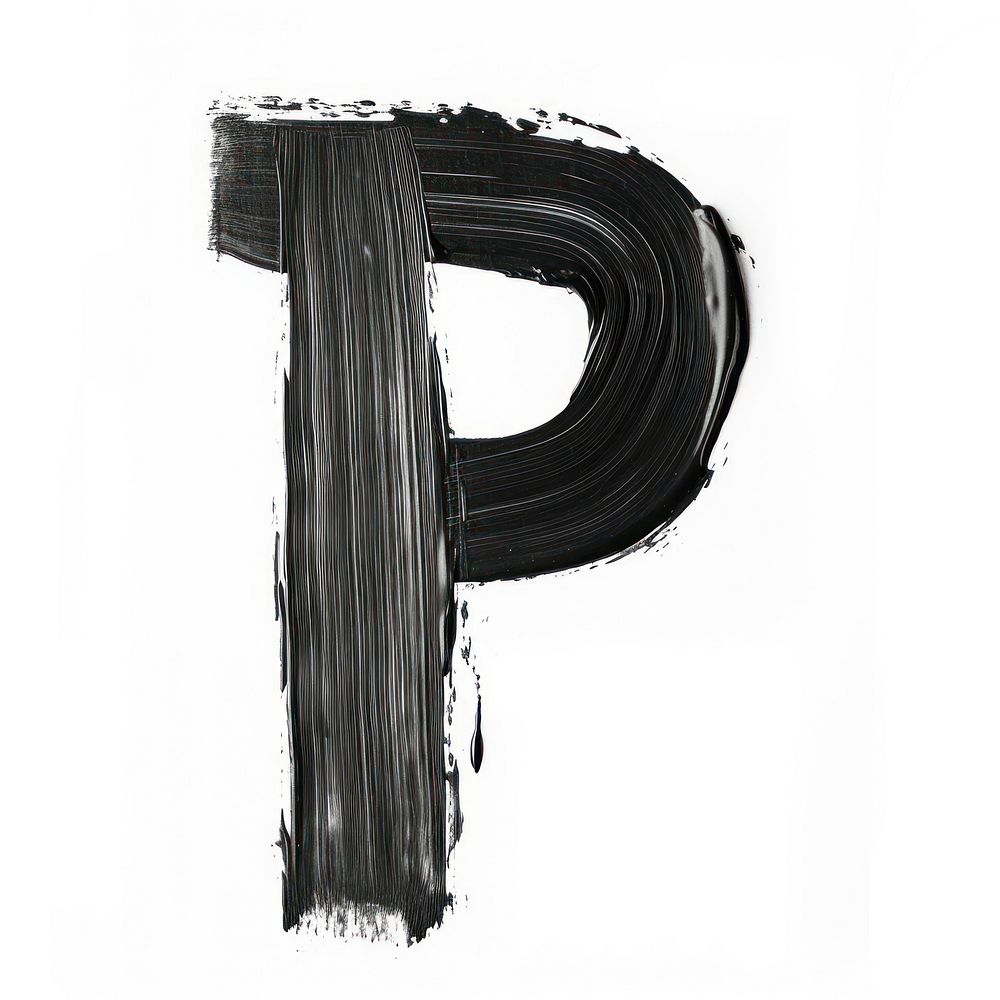Alphabet P marker brush white background monochrome silhouette.