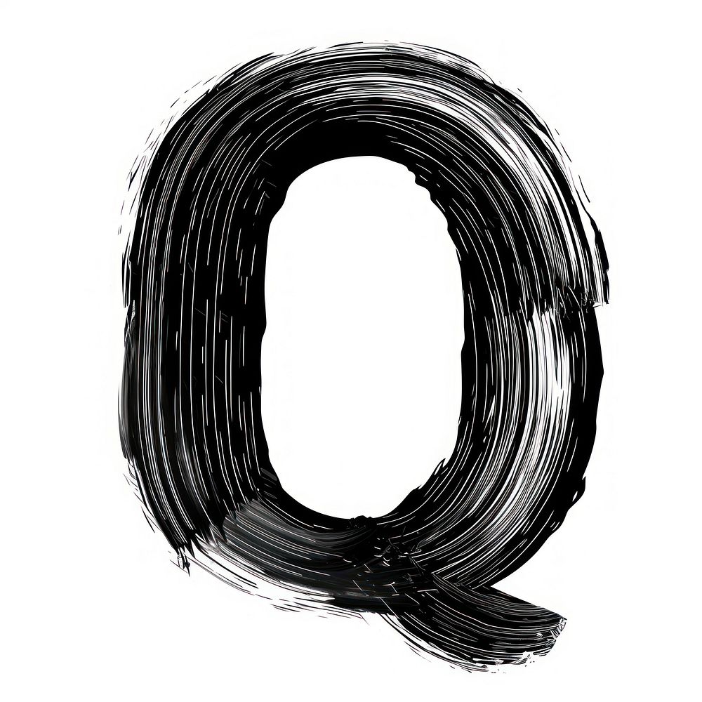 Alphabet Q marker brush line text white background.