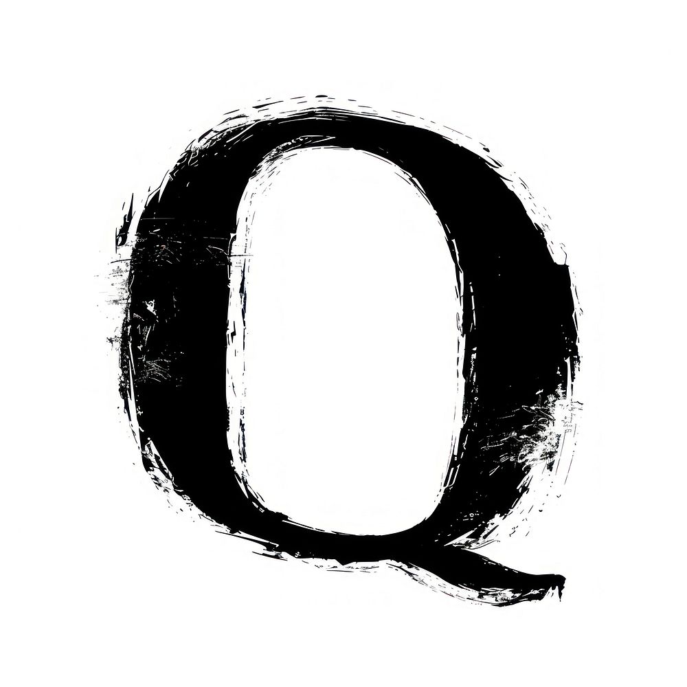 Alphabet Q marker brush number text line.