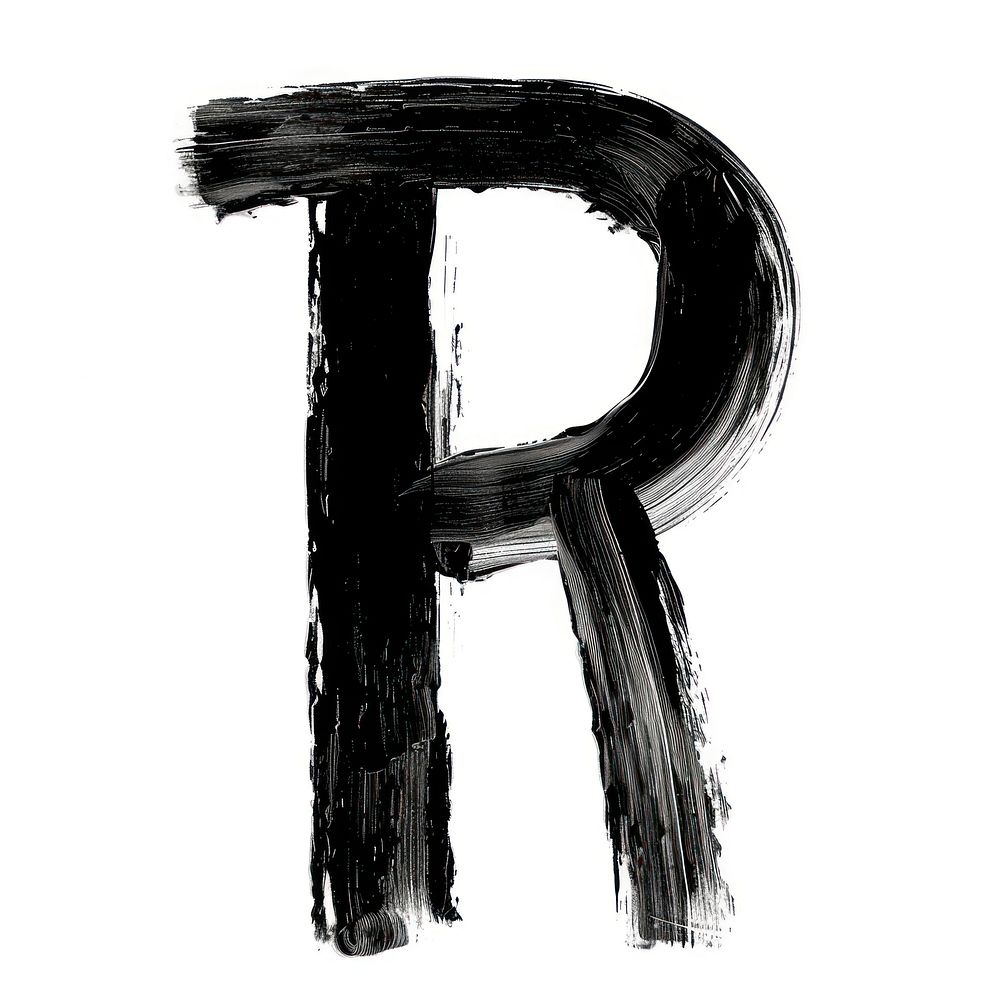 Alphabet R marker brush text line white background.