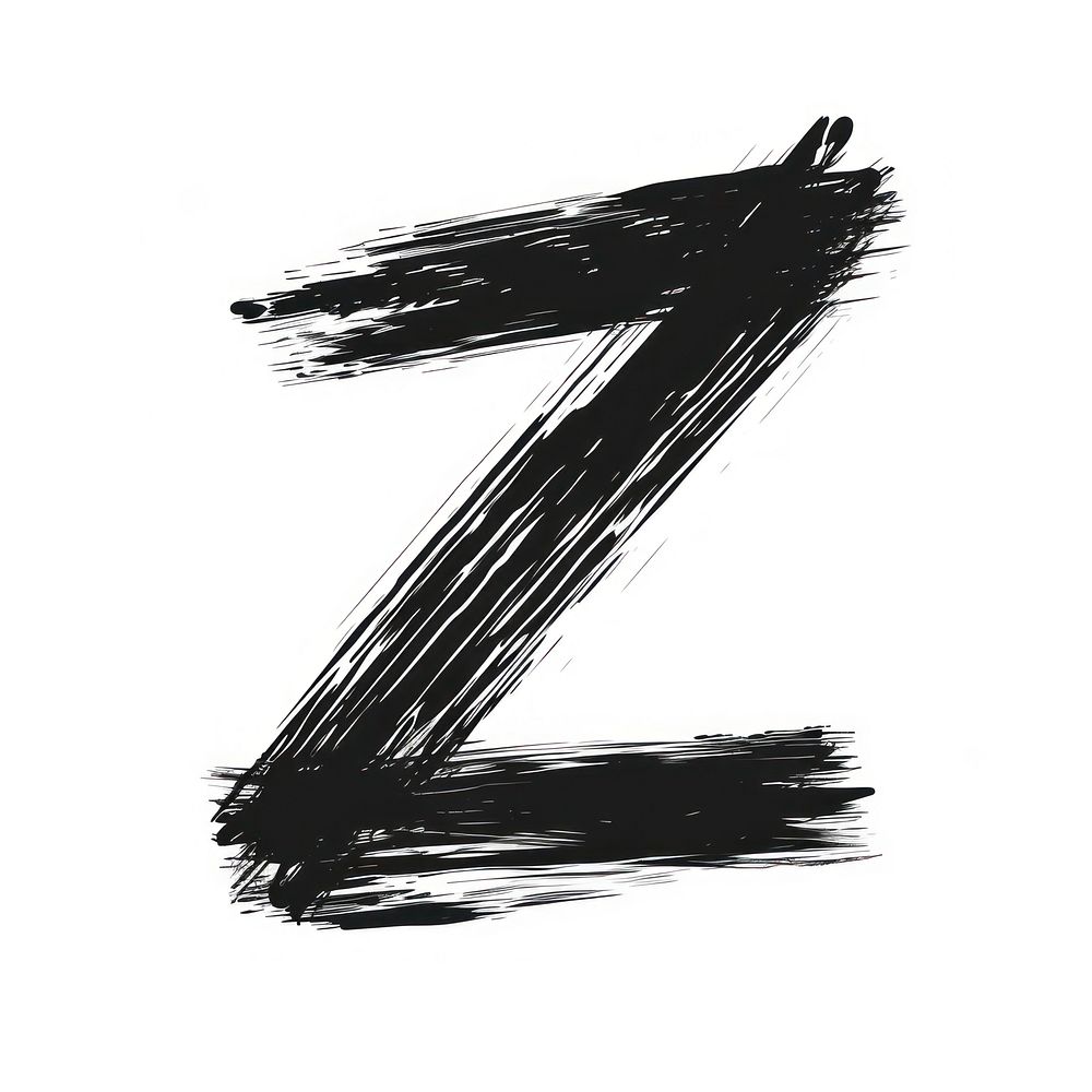 Alphabet Z marker brush symbol line text.