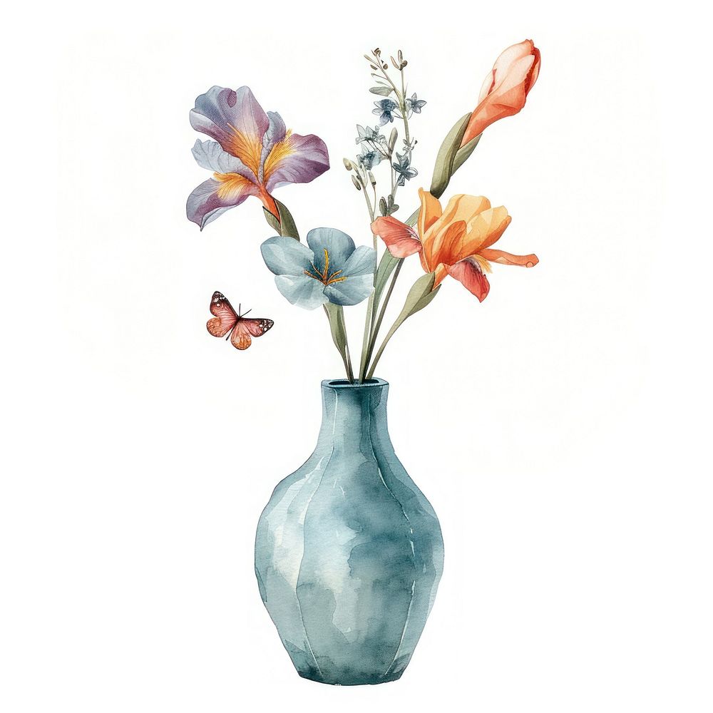 Vase flower watercolor art painting craft.