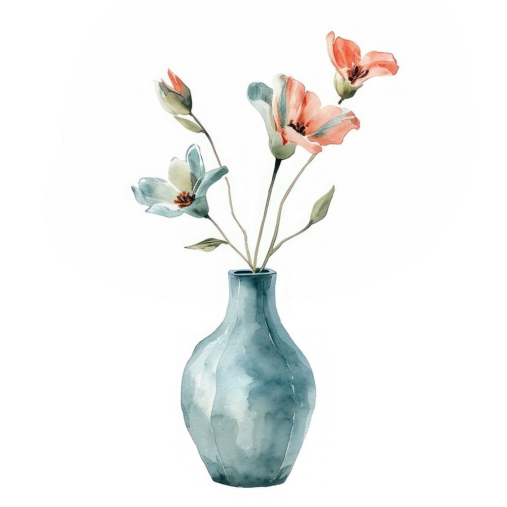 Vase flower watercolor art painting creativity.