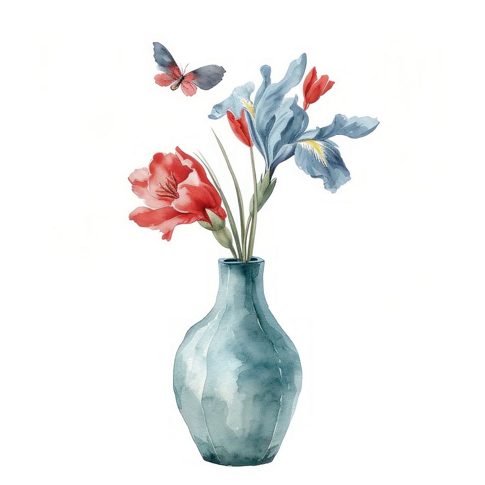 Vase flower watercolor art painting craft.