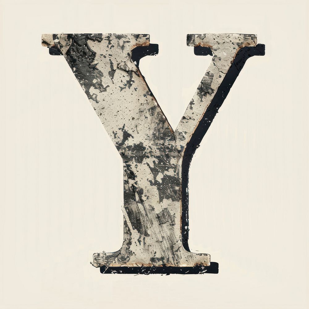 Alphabet Y font text weathered.