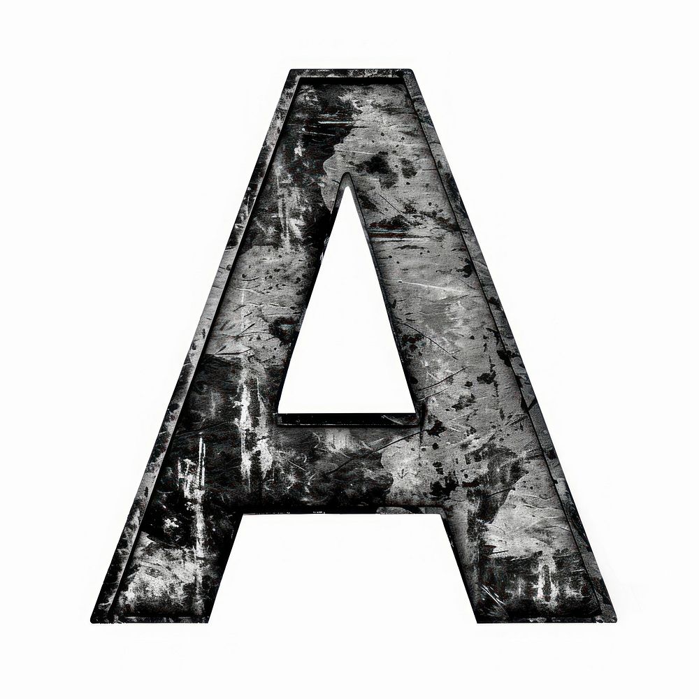 Alphabet A white font text.