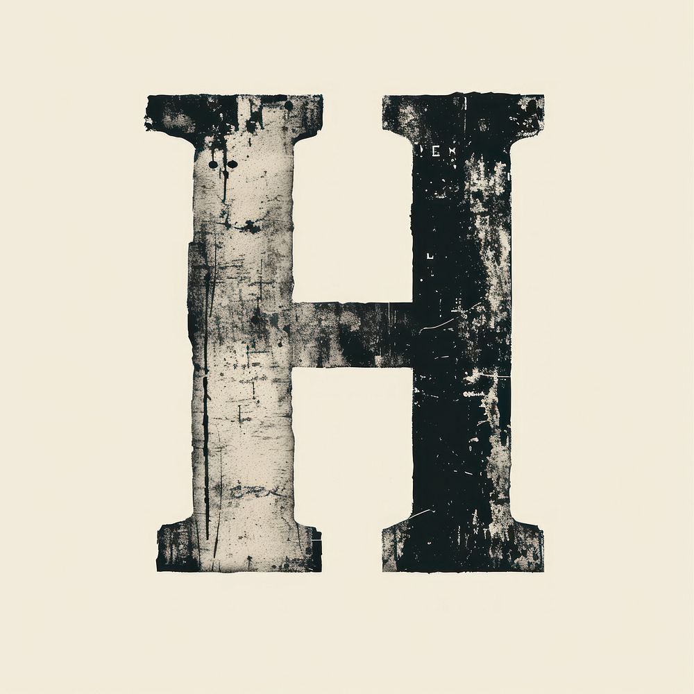 Alphabet H font text drawing.