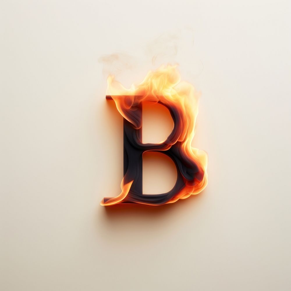 Burning letter B fire burning flame.