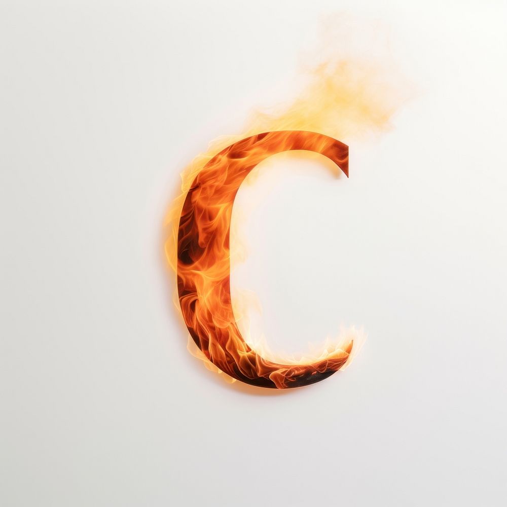 Burning letter C fire burning flame.