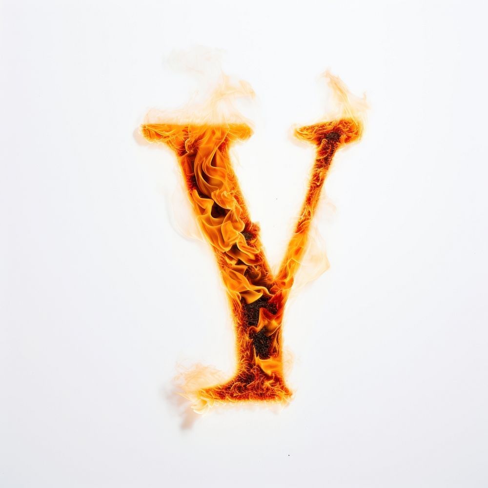 Burning letter Y flame font fire.