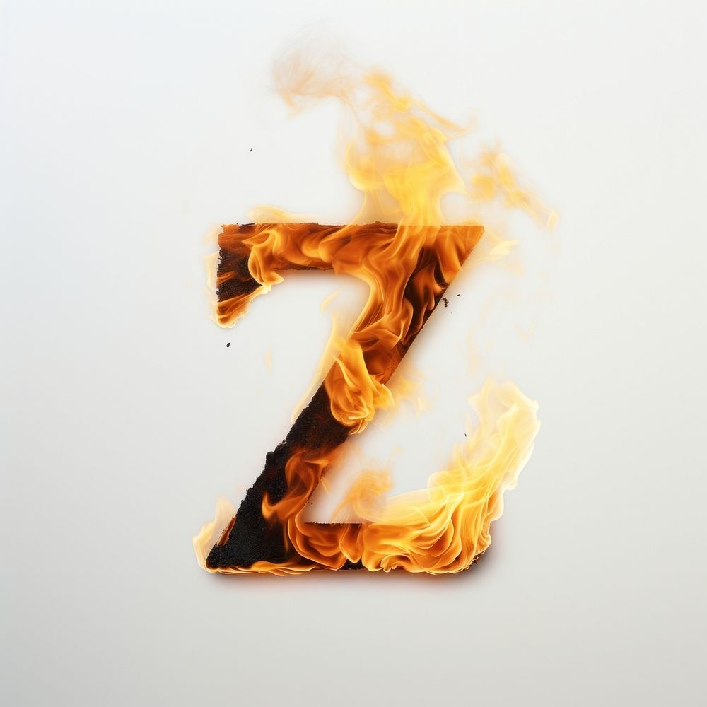 Burning letter Z fire burning flame.