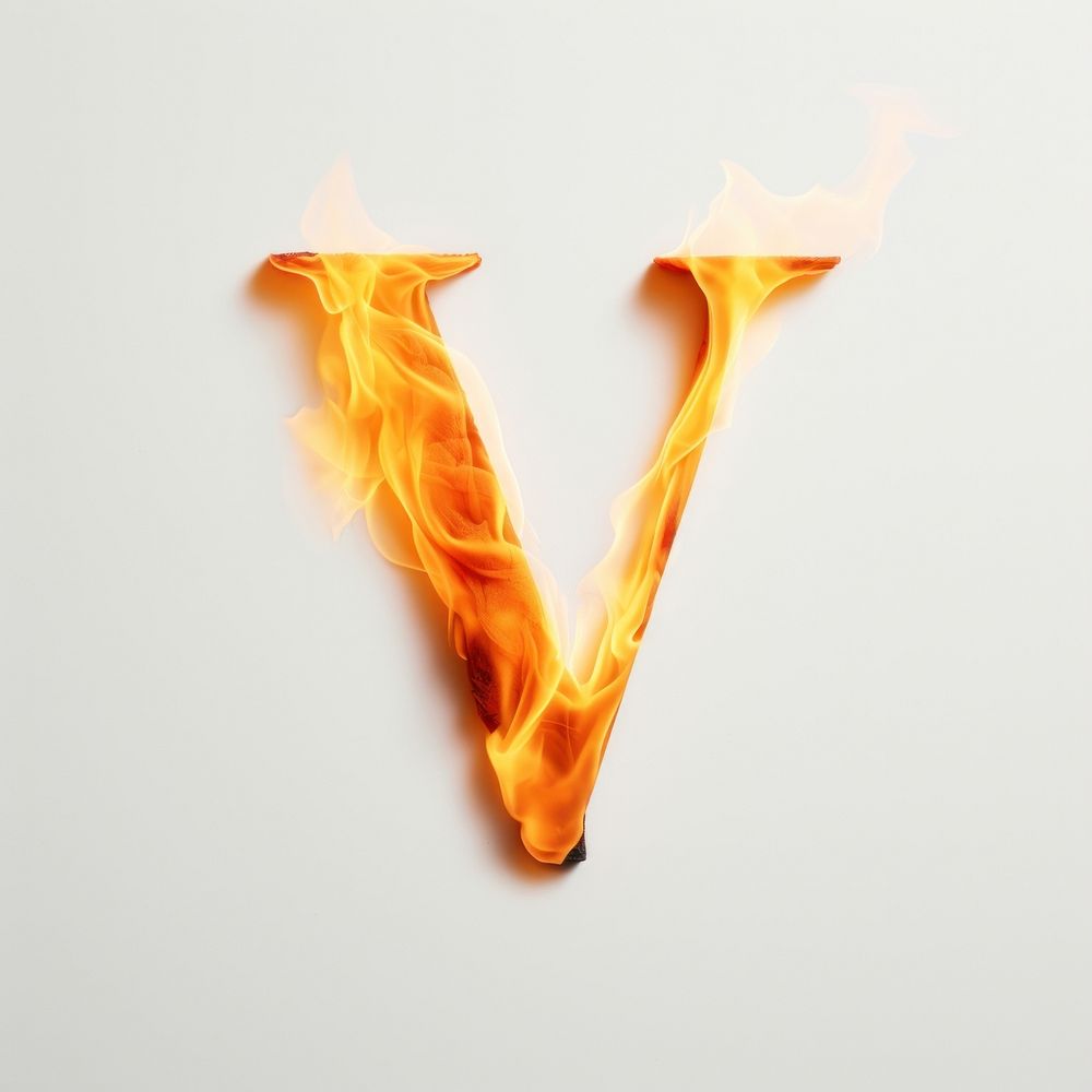 Burning letter V fire burning flame.