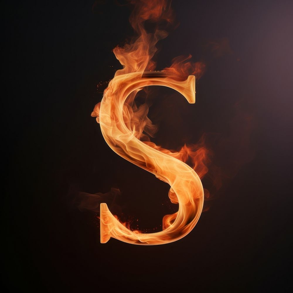 Burning letter S fire burning flame.