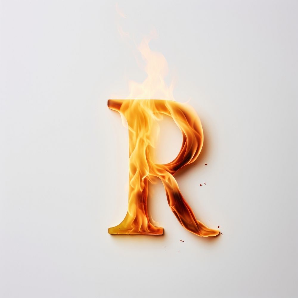 Burning letter R fire burning flame.