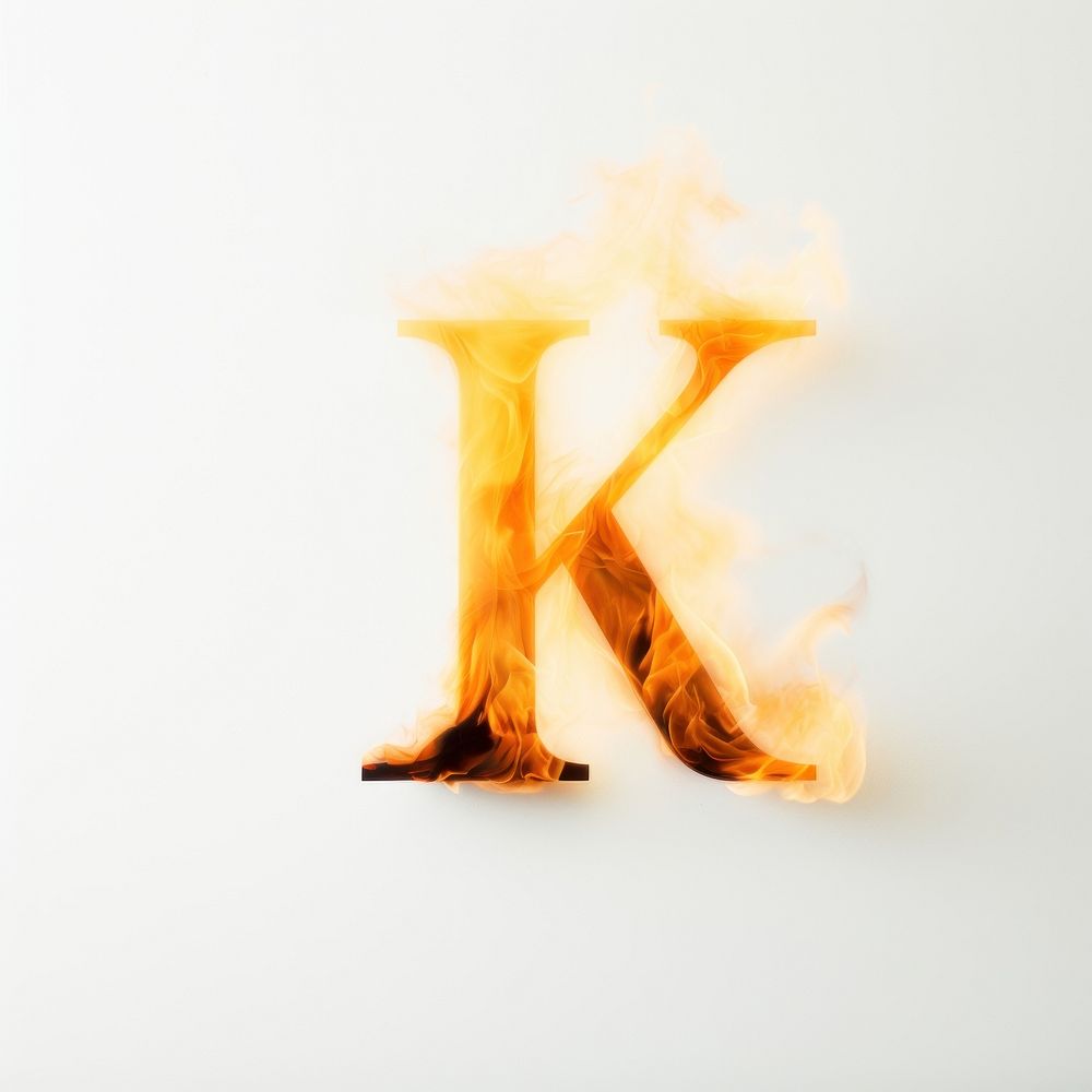 Burning letter k fire burning flame.