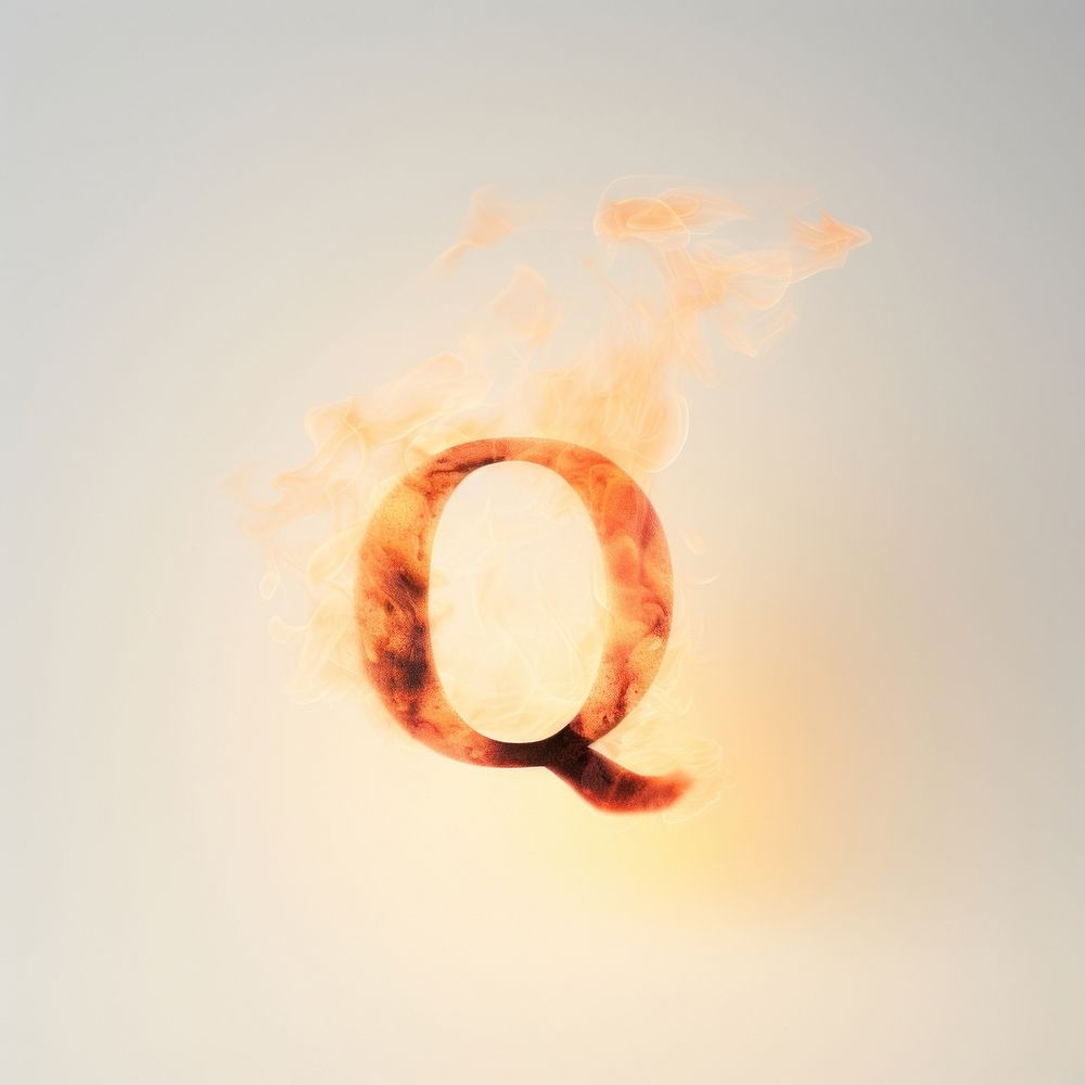 Burning letter Q fire burning flame.