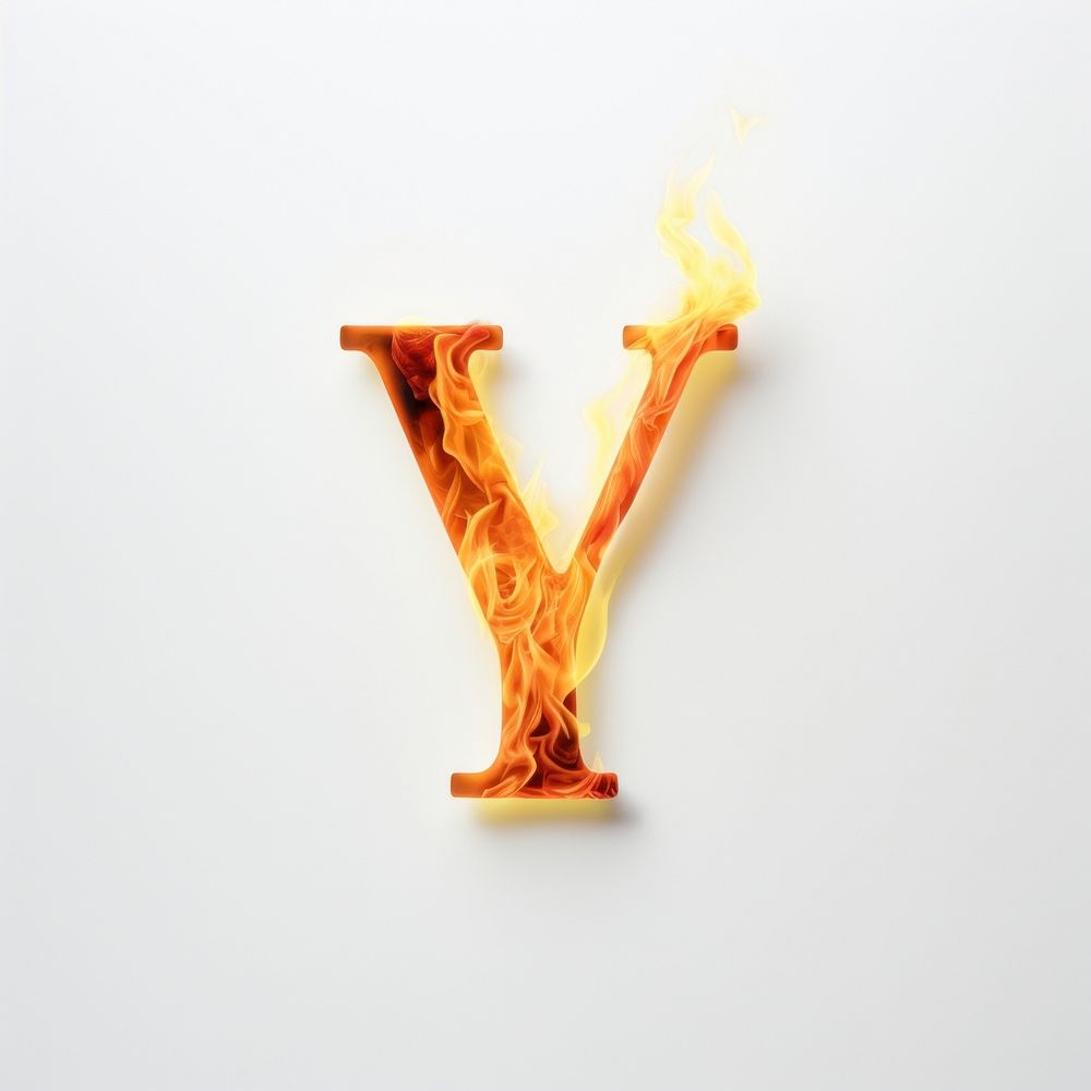 Burning letter Y fire burning flame.