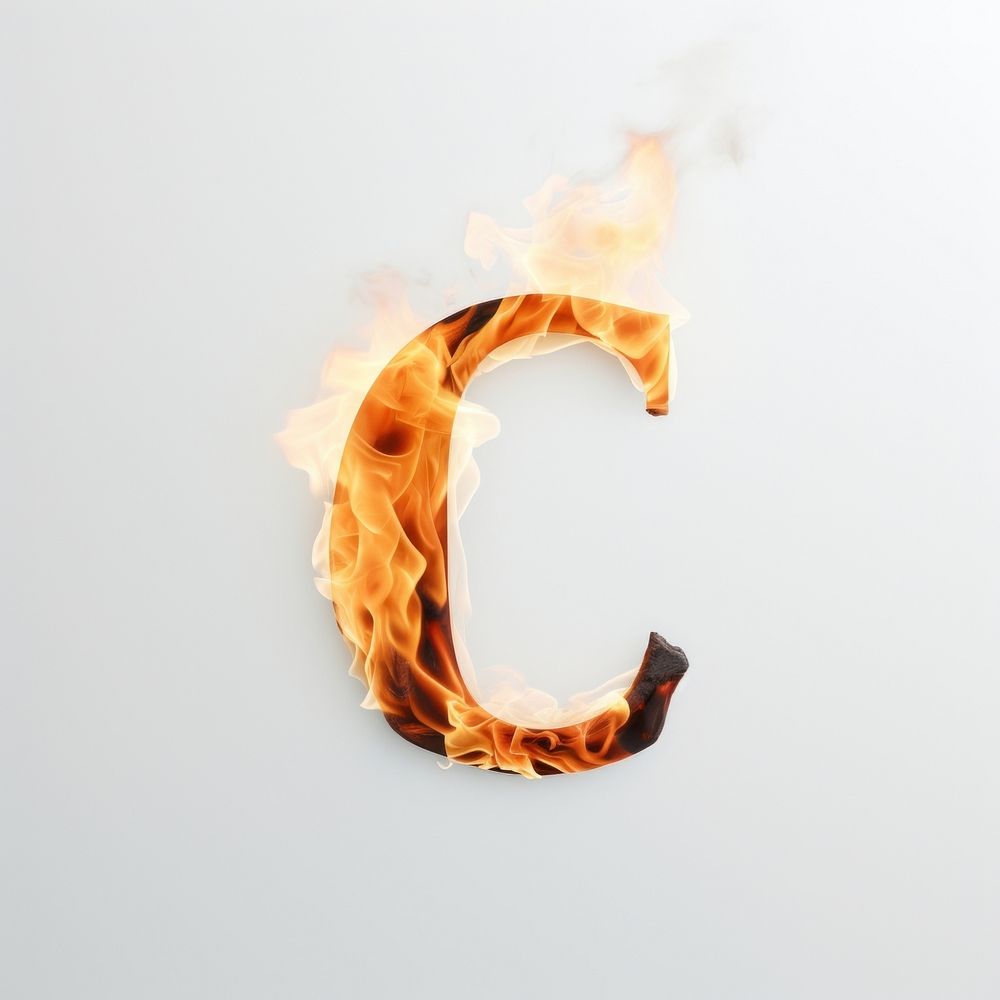 Burning letter C fire burning flame.