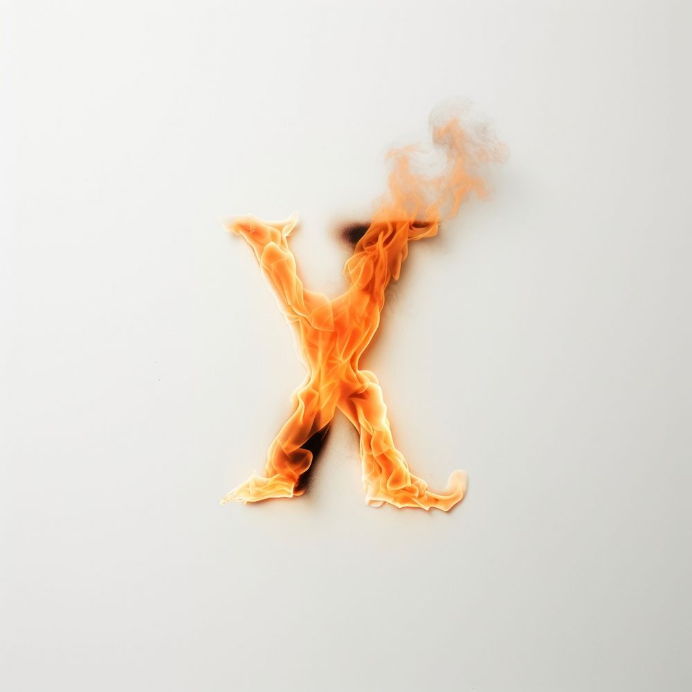 Burning letter X fire burning flame.