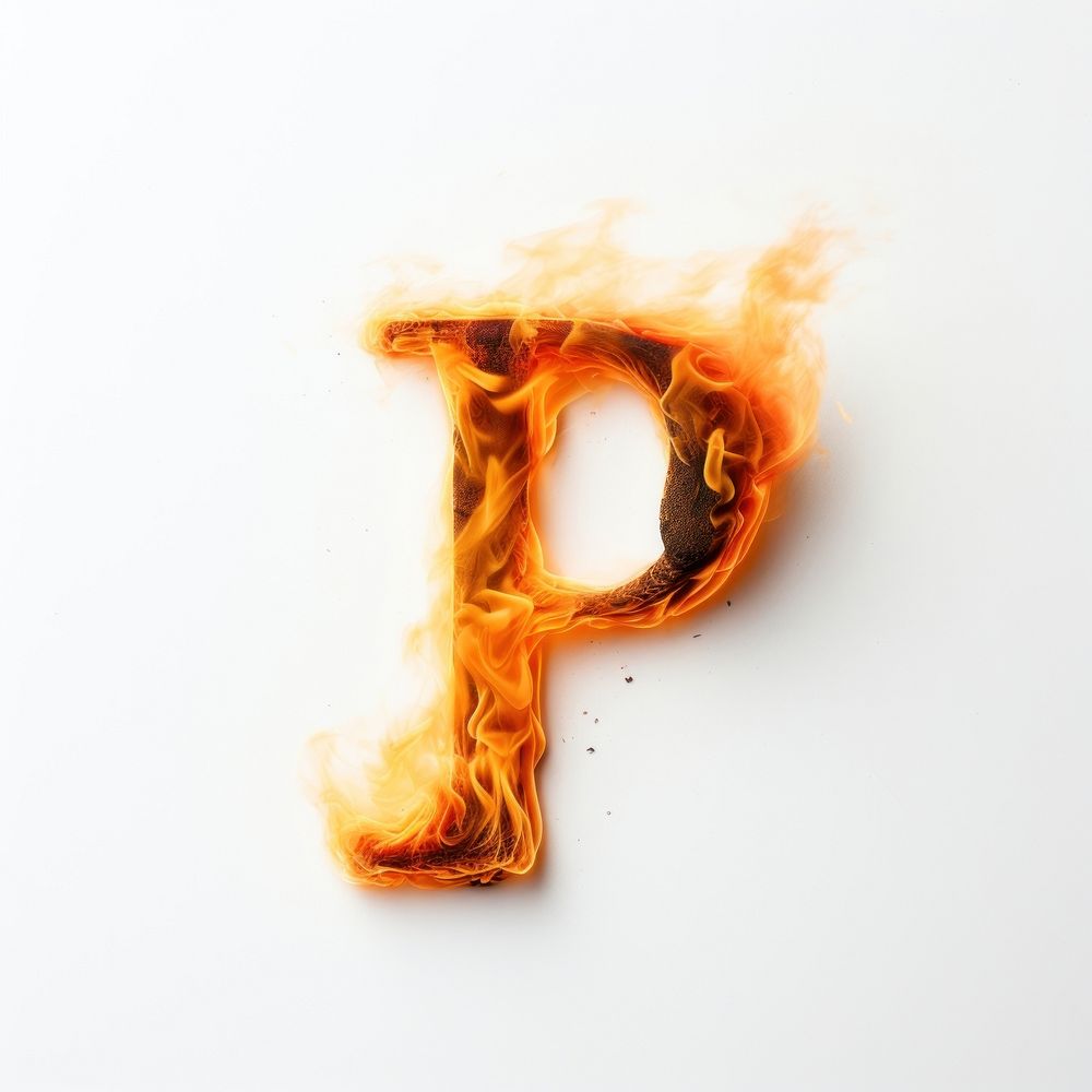 Burning letter P fire burning flame.