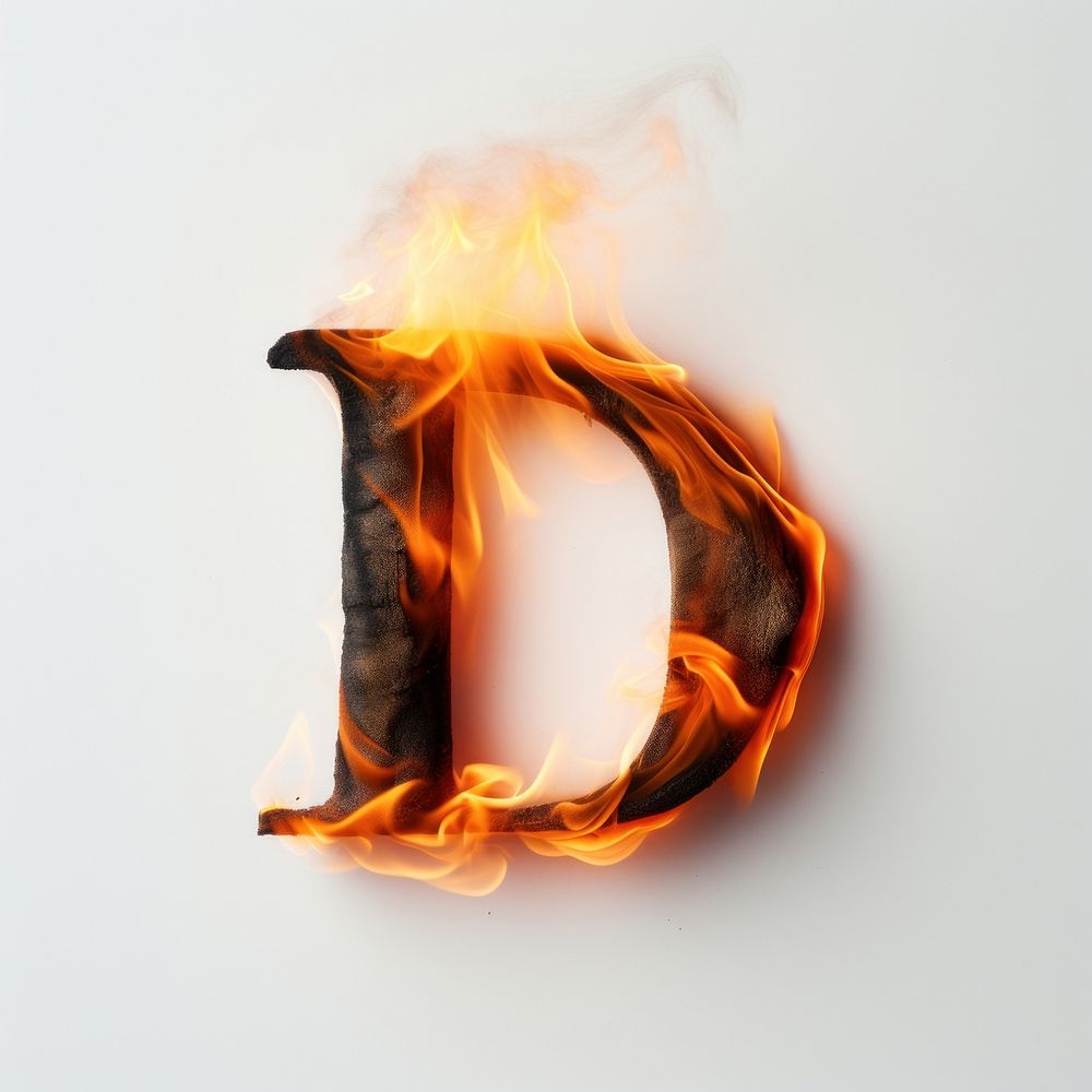 Burning letter D fire burning flame.