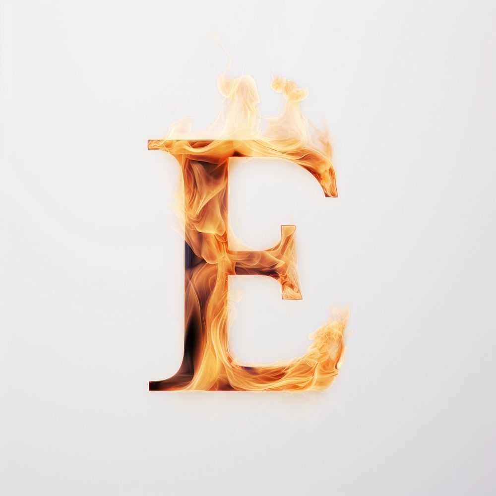 Burning letter E fire burning flame.