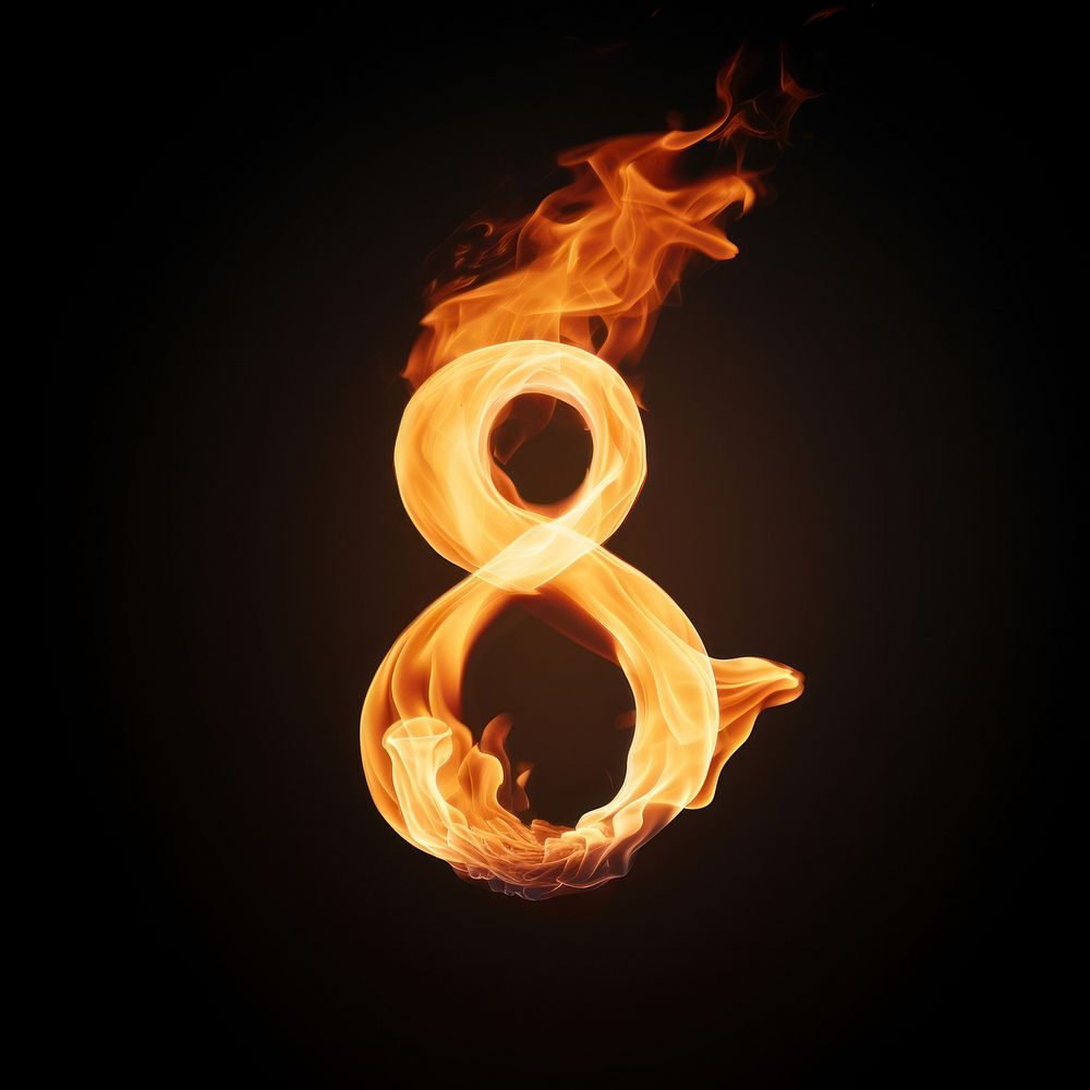 Burning number 8 fire burning flame.