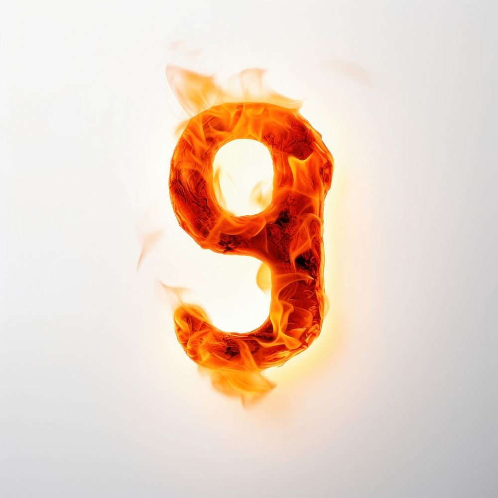 Burning number 9 fire burning flame.