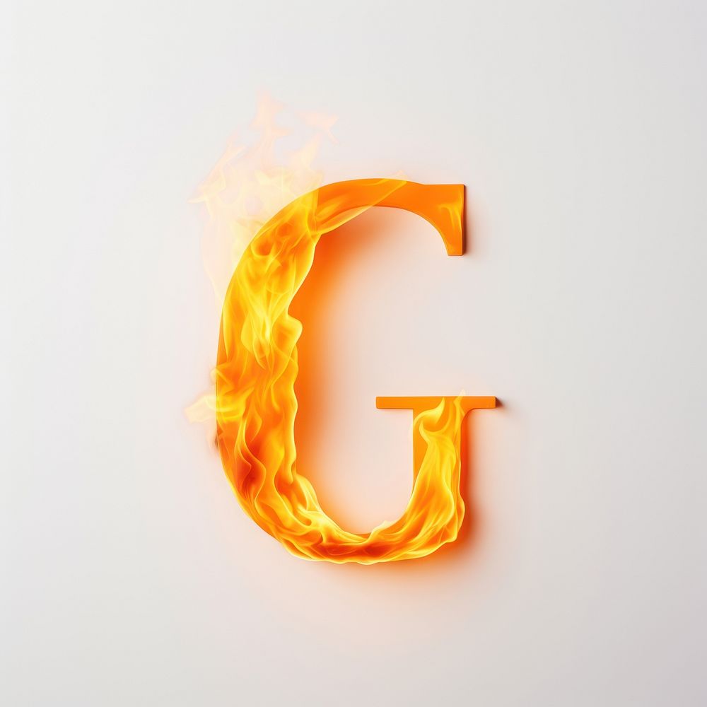 Burning letter G fire burning number.