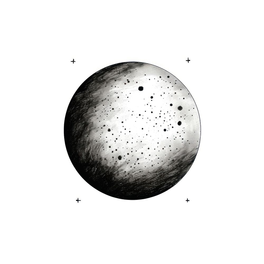 Full moon celestial astronomy drawing sphere.