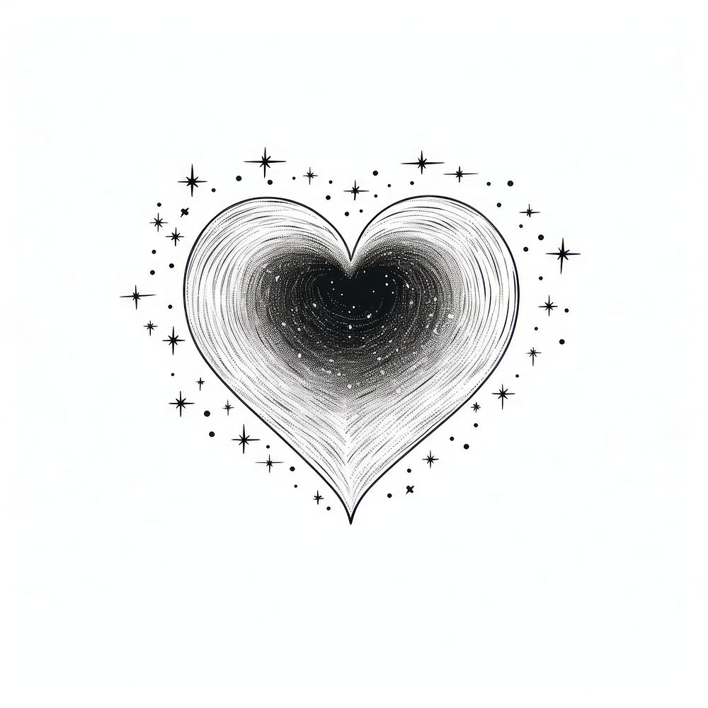 Heart celestial drawing sketch line.