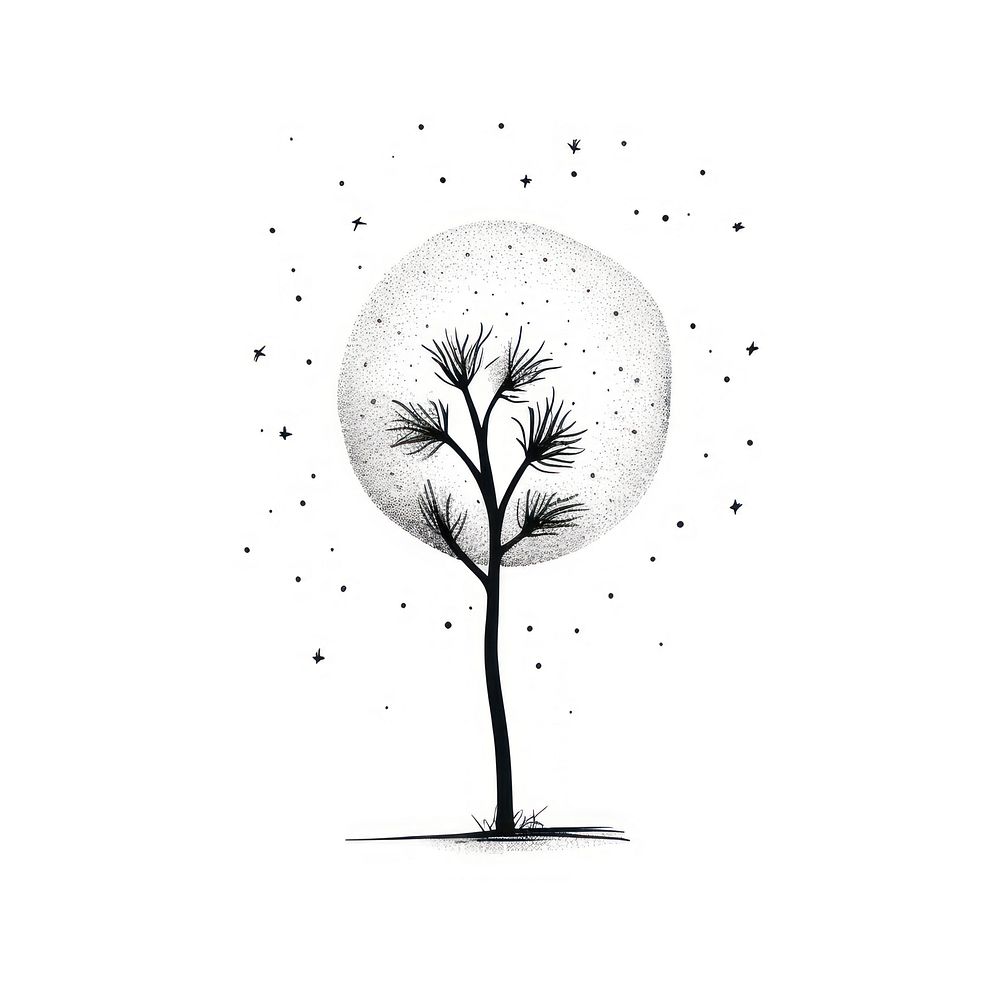 Plant tree celestial drawing sketch white.