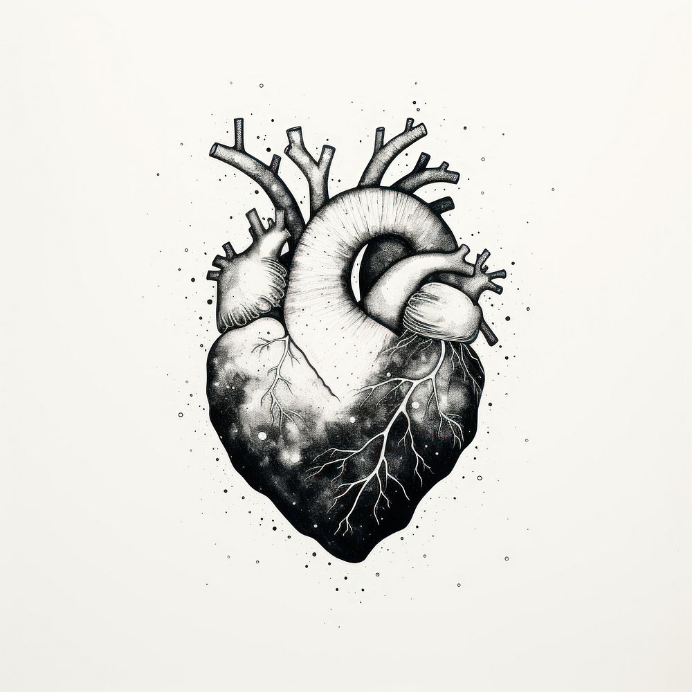 Human heart celestial drawing sketch illustrated.