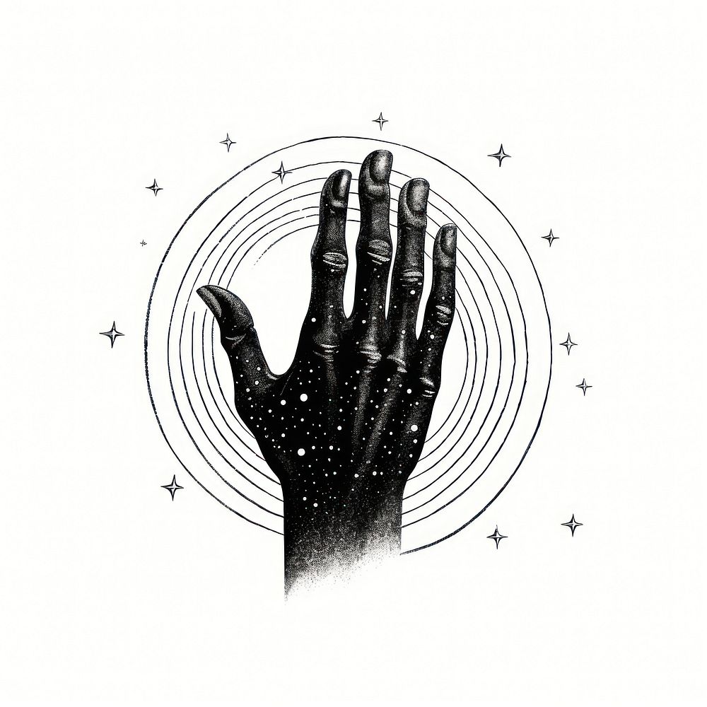 Hand celestial drawing sketch tattoo.