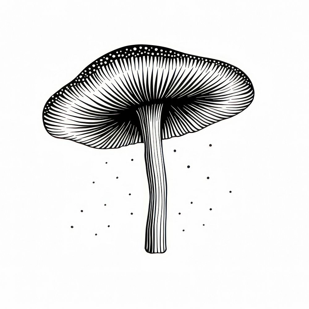 Mushroom celestial drawing fungus sketch.