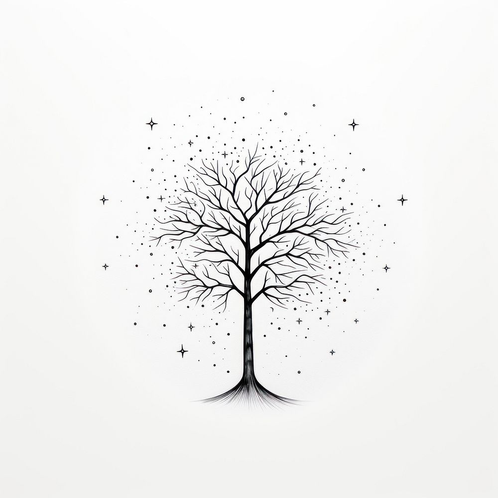 Simple tree celestial drawing sketch plant.